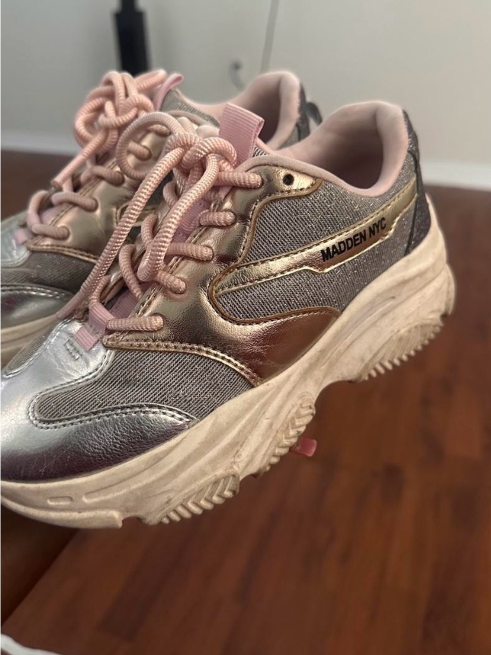 Women's Chunky Metallic Pink Sneakers